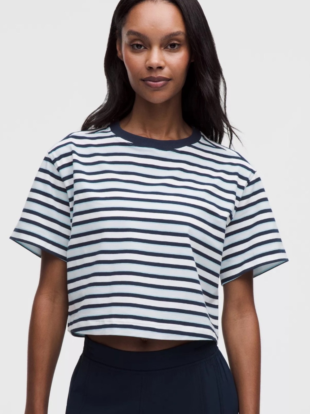 Lululemon All Yours Organic Cotton Crop T Stripe Size S